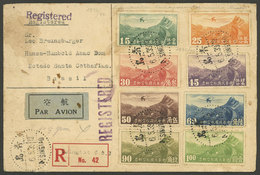 CHINA: 6/MAY/1939 Tsingtao - Brazil, Registered Airmail Cover With Spectacular Postage Of 8 Different Airmail Stapms, On - Autres & Non Classés