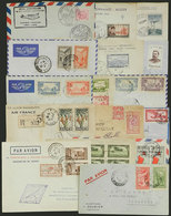 FRENCH COLONIES: 16 Airmail Covers Of Years 1925 To 1956, Almost All Are FIRST FLIGHTS, One With Defects, Most Of Very F - Andere & Zonder Classificatie