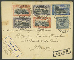 BELGIAN CONGO: 16/DE/1930 Leopoldville - Bruxelles, First Airmail, Cover With Attractive Postage And Arrival Backstamp,  - Autres & Non Classés