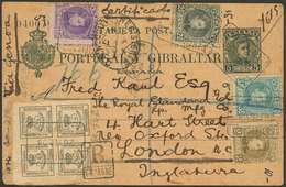 SPAIN: Registered 5c. Postal Card + Additional Postage Of 68c. (total 73c.), Sent From Santa Cruz De Tenerife To England - Otros & Sin Clasificación