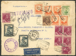 SPAIN: LARGE POSTAGE: 23/NO/1932 Vigo - Argentina, Registered Airmail Cover, With Spectacular Franking Of 38.60Ptas., Fa - Other & Unclassified