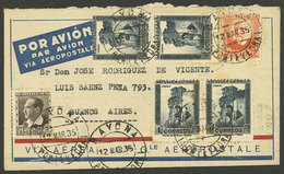 SPAIN: 12/MAR/1935 Bayona - Argentina, Airmail Cover Flown By Aeropostale Franked With 4.55P., VF! - Otros & Sin Clasificación