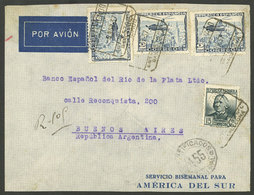 SPAIN: 6/NO/1937 Barcelona - Buenos Aires, Registered Airmail Cover Franked With 6.15Ptas., On Back Censor Mark And Buen - Altri & Non Classificati