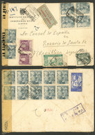 SPAIN: 13/OC/1944 Almería - Argentina, Registered Airmail Cover, With Attractive Postage On Front And Back And Allied Ce - Other & Unclassified