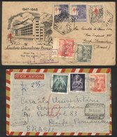 SPAIN: 2 Covers Sent To Brazil In 1948 And 1954, Handsome Postages And Interesting Cancels (for Example "DESPUES DE LA S - Otros & Sin Clasificación