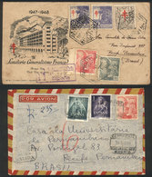 SPAIN: 2 Covers Sent To Brazil In 1948 And 1954, Handsome Postages And Interesting Cancels (for Example "DESPUES DE LA S - Autres & Non Classés