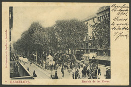 SPAIN: BARCELONA: Rambla De Las Flores, Sent To Argentina In 1901, VF Quality - Sonstige & Ohne Zuordnung