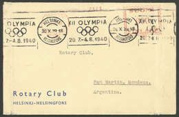 FINLAND: 30/OC/1939 Helsinki - Argentina, Cover With Meter Postage And Advertising Slogan Cancel For 1940 OLYMPICS, Very - Sonstige & Ohne Zuordnung