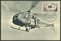 FRANCE: Yvert 37, 1957/9 1000F. Alouette Helicopter On Maximum Card, VF Quality! - Altri & Non Classificati