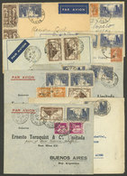 FRANCE: 8 Airmail Covers Sent To Argentina By Aeropostale Between 1934 And 1937, Nice Postages, Very Good Lot! ATTENTION - Otros & Sin Clasificación