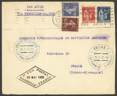 FRANCE: 16/MAY/1935 Marseille - Prague (Czechoslovakia), First Flight, Nice Cover Dispatched In Paris And With Marseille - Otros & Sin Clasificación
