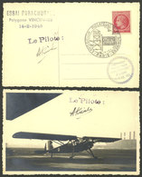 FRANCE: 14/FE/1946, Parachuting Test, Postcard With Special Marks And Signed By The Pilot (on Both Sides), VF Quality! - Otros & Sin Clasificación