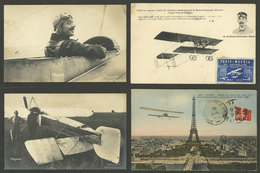 FRANCE: AVIATION: 4 Old Postcards With Very Good Views Of Aviators And Airplanes, One With Attractive Cinderella "Paris- - Autres & Non Classés