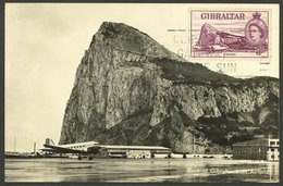 GIBRALTAR: Maximum Card Of The Year 1959: Airport And Plane Taking Off, VF Quality! - Gibilterra