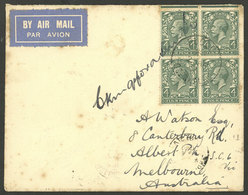 GREAT BRITAIN: 2/AP/1931 Bucle - Australia, Airmail Cover Signed By The Pilot CHARLES KINGSFORD SMITH, Arrival Backstamp - Other & Unclassified