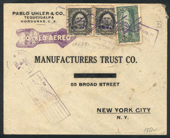 HONDURAS: Airmail Cover Sent From Tegucigalpa To New York On 4/DE/1934, Nice Postage With Violet Control Mark, Interesti - Honduras