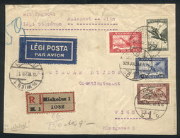 HUNGARY: 18/JUL/1928 Budapest - Wien Flight, Registered Cover, Nice Postage, With Arrival Backstamp! - Altri & Non Classificati
