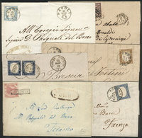 ITALY: 5 Letters + 1 Large Fragment Used Between 1859 And 1862 Franked With Stamps Of Napoli, Papal States, Etc., Very N - Sin Clasificación