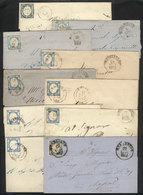 ITALY: 10 Folded Covers Used In 1862, All Franked With Yv.13, VF Quality! There Is A Wide Range Of Shades In The Stamps, - Zonder Classificatie