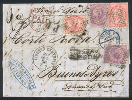 ITALY: 21/AU/1868 LIVORNO - Argentina: Entire Letter Franked With 2x 40c. + 2x 60c. (total Postage 2L.) With Numeral "14 - Ohne Zuordnung