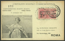 ITALY: 20/MAY/1917 Torino - Roma, Experimental Flight, Card With Special Postage And Cancel, VF Quality! - Non Classificati