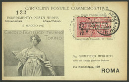 ITALY: 20/MAY/1917 Torino - Roma, Experimental Flight, Card With Special Postage And Cancel, VF Quality! - Ohne Zuordnung