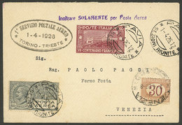 ITALY: 1/AP/1926 Pavia - Venezia, First Flight, Cover With Special Handstamp And Arrival Backstamp, 115 Pieces Were Carr - Non Classificati