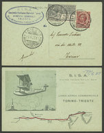 ITALY: 5/AP/1926 Trieste - Torino, Special PC Commemorating The Inauguration Of The Torino - Trieste Route By S.I.S.A. A - Sin Clasificación