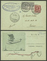 ITALY: 5/AP/1926 Trieste - Torino, Special PC Commemorating The Inauguration Of The Torino - Trieste Route By S.I.S.A. A - Unclassified