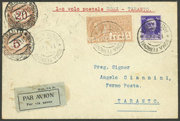 ITALY: 11/JUL/1929 Roma - Taranto, First Airmail, Cover Of VF Quality! - Ohne Zuordnung