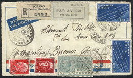 ITALY: Front Of A Registered Airmail Cover Sent From Torino To Buenos Aires On 30/JA/1931, Franked By Sc.C9 + Other Valu - Non Classificati