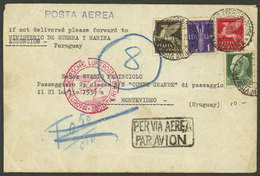 ITALY: Airmail Cover Sent From Milano To Uruguay On 11/JUL/1938 (by Germany DLH) TO REACH A PASSENGER OF SHIP Conte Gran - Non Classificati