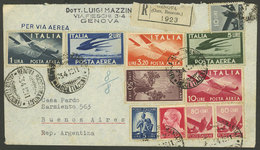 ITALY: 23/AP/1946 Genova - Argentina, Registered Airmail Cover With Attractive Multicolor Postage Of 11 Stamps (10 Diffe - Sin Clasificación