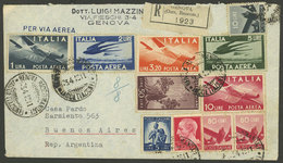 ITALY: 23/AP/1946 Genova - Argentina, Registered Airmail Cover With Attractive Multicolor Postage Of 11 Stamps (10 Diffe - Unclassified