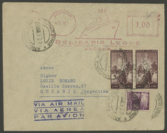 ITALY: 8/FE/1947 Ancona - Argentina, Airmail Cover Franked With 120L. Along Meter Postage Of 1L. (topic SHIPS), Arrival  - Unclassified