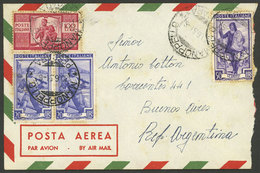 ITALY: 30/JUN/1951 Manopello - Argentina, Airmail Cover Franked With 190L. Including The 100L. Red Democratica, Low Star - Ohne Zuordnung