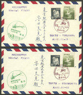 JAPAN: 25 And 26/AP/1955 Tokyo - Yokohama And Utsunomiya, Special Helicopter Flights, 2 Very Nice Covers! - Sonstige & Ohne Zuordnung