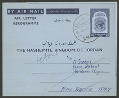 JORDAN: Aerogram Sent From Amman To Germany On 6/JUL/1966 And Returned To The Sender Who Lived In USA, VF Quality, Inter - Jordania