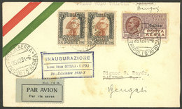 LIBYA: 26/DE/1931 Tripoli - Bengasi, First Flight, Cover Franked By Sc.C2 (US$475 On Cover) + Other Values, With Arrival - Libië