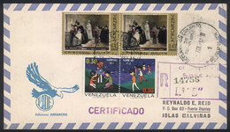 FALKLAND ISLANDS/MALVINAS: Cover Sent By Airmail From Venezuela To Port Stanley, It Arrived In Buenos Aires On 1/FE/1973 - Islas Malvinas