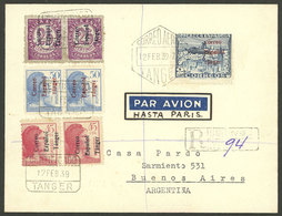 SPANISH MOROCCO: 12/FE/1939 Tangier - Argentina, Registered Airmail Cover, VF Quality! - Spanish Morocco