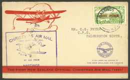 NEW ZEALAND: 24/DE/1931 Hastings - Palmerston North, First Flight, Cover With Arrival Backstamp, Very Nice! - Altri & Non Classificati