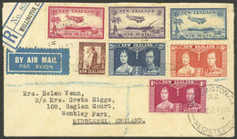 NEW ZEALAND: 11/JUN/1937 Wellington - Great Britain, Registered Airmail Cover With Very Nice Multicolor Postage - Otros & Sin Clasificación