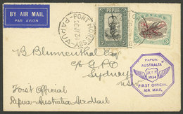 PAPUA: 26/JUL/1934 Port Moresby - Australia, First Official Flight, Cover With Special Handstamp And Sydney Arrival Back - Papua Nuova Guinea