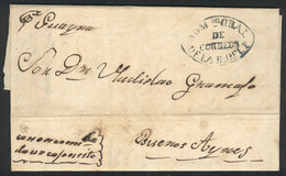 PARAGUAY: Entire Letter Dated Asunción 20/SE/1858, Sent To Buenos Aires Per Steamer "Guayra", With The Oval Gray-green M - Paraguay