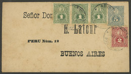 PARAGUAY: 2/NO/1892 Asunción - Buenos Aires, 5c. Stationery Envelope + Additional Postage (total 10c.), Arrival Backstam - Paraguay