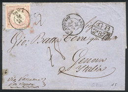 PERU: 29/JUL/1863 Lima-Italia, Yv.8b On A Folded Cover Sent By British Mail, With A Number Of Markings! - Peru