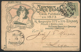 PORTUGAL: Nice Advertising Postcard Of ARANHA & Ca Clothing Store In Lisboa, Used On 22/MAY/1906, With Important Defects - Sonstige & Ohne Zuordnung