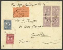 ROMANIA: 14/JUN/1924 Bucharest - France, Airmail Cover (by Plane To Paris), With Nice Airmail Etiquette And 12L. Frankin - Otros & Sin Clasificación