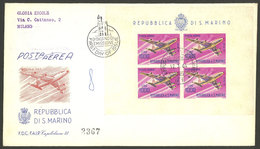 SAN MARINO: Sc.C128, Boeing 707 Plane In Sheet Of 4 On FDC Cover - Sonstige & Ohne Zuordnung
